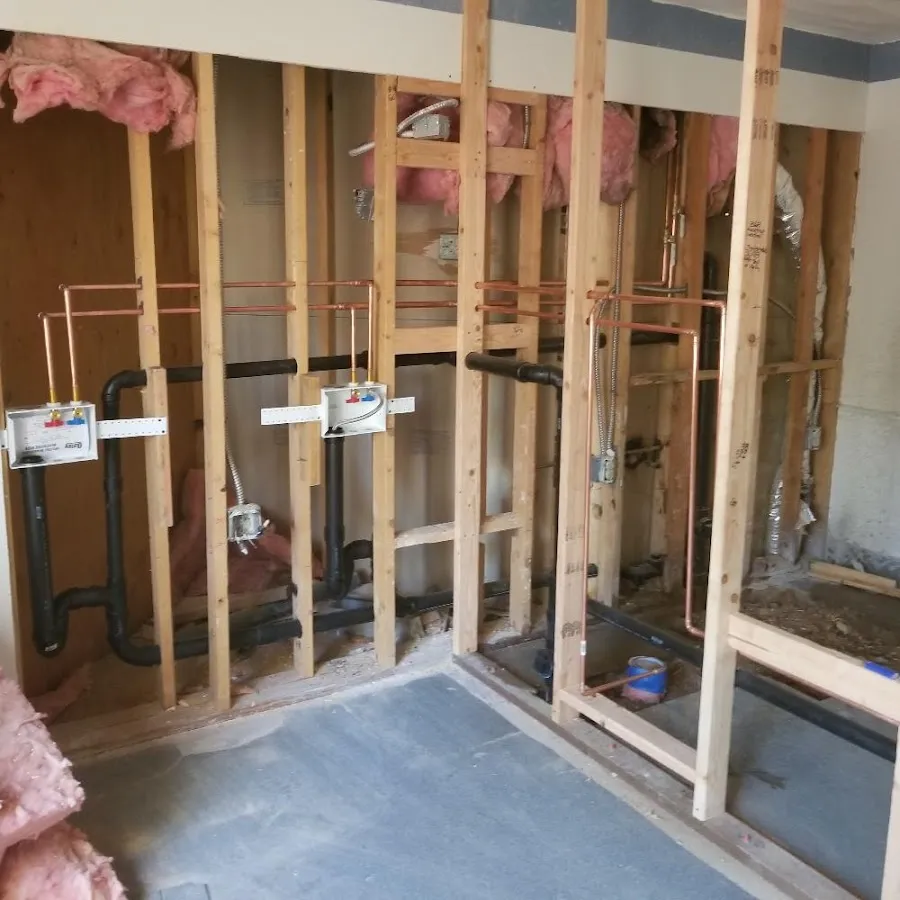 Copper pipe rough-in and plumbing installation in Augusta